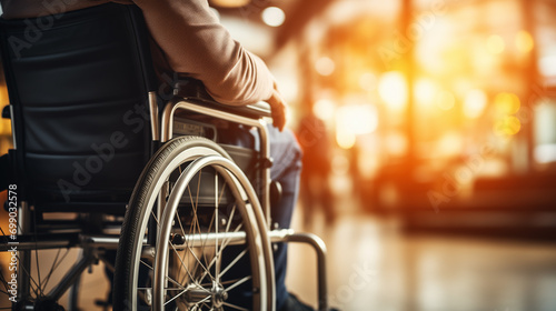 man in a wheelchair, side view without face