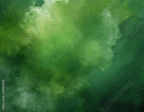 abstract green background with grunge brush strokes and paint splashes