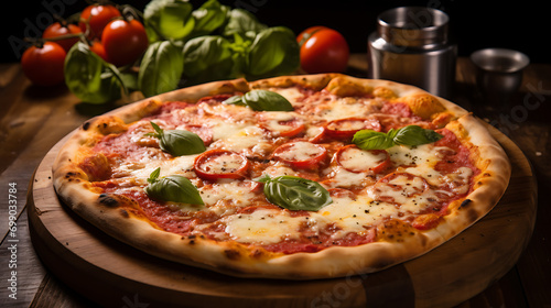 A classic Italian pizza with a thin crust, 
