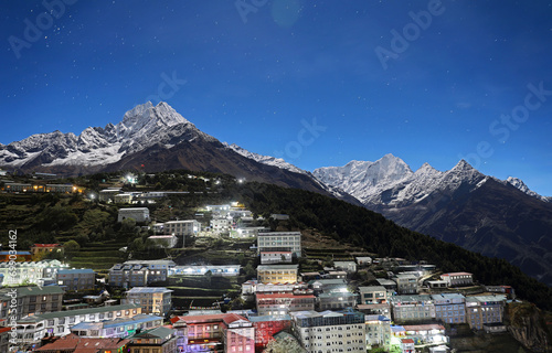 Namche Bazaar illuminated at night, Everest Region
