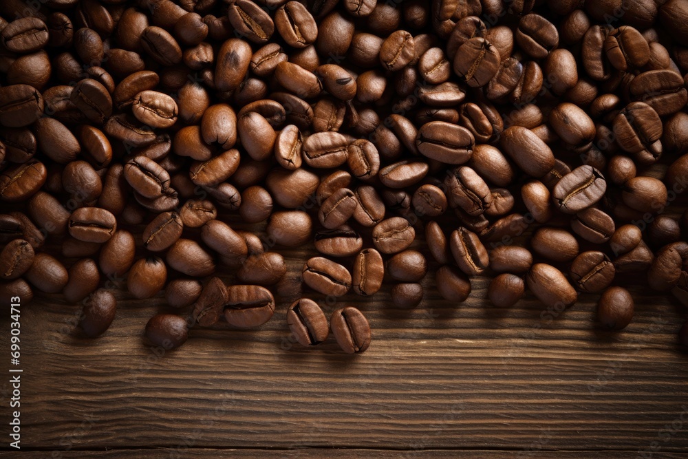 A close-up of roasted coffee beans, highlighting the rich texture and depth of color, perfect for depicting the essence of coffee A close-up of roasted coffee beans, highlighting the rich texture and depth of color, perfect for depicting the essence of coffee
