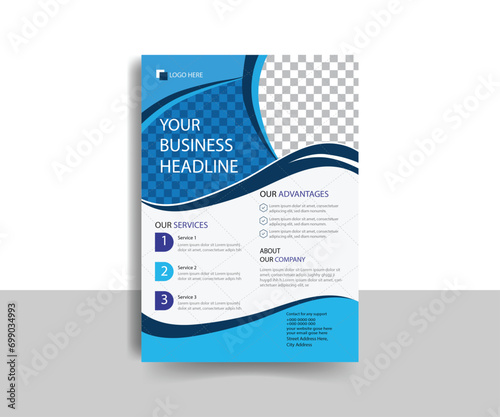 
Creative And Clean  corporate Flyer Template Design. Navy blue and Cyan two color combination vector design.