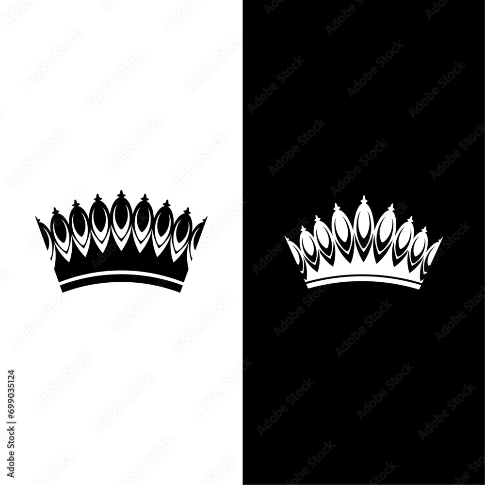 vector set of crowns for queen and king. two crowns in black and white ...