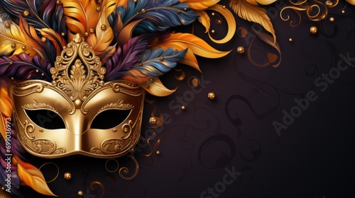 Carnival mask. Mardi Gras. Carnival masquerade venetian mask, banner photo