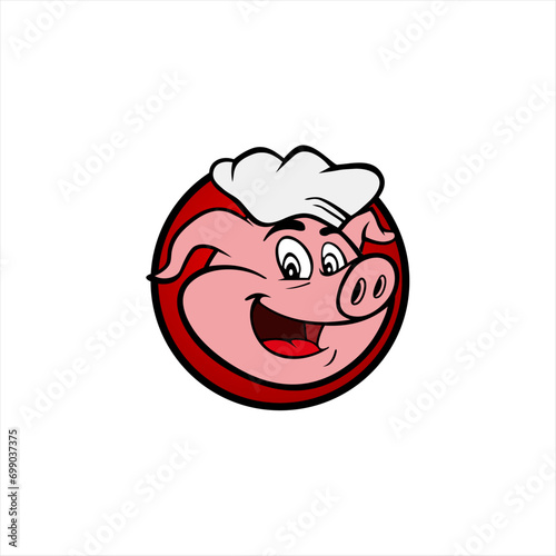 Logo Cartoon Character. A cute and modern Pork Barbeque Logo Illustration. This could be used in barbeque stations, and etc.