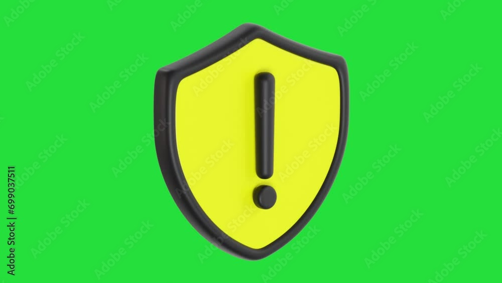 3D Animation of Shield Warning with Chroma Key Background 3D Animation of Shield Warning with Chroma Key Background