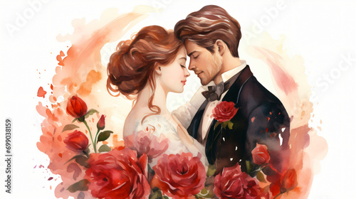 Romantic Watercolor Illustration Valentines Day