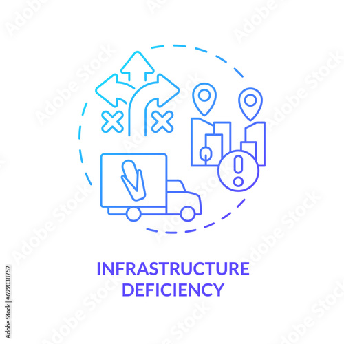 2D gradient infrastructure deficiency icon, creative isolated vector, thin line illustration representing agricultural clusters.
