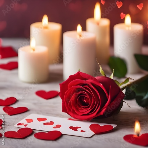 valentines day background  social media background for vday  full of romance cards with love  red rose and candles