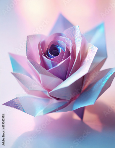 Iridescent origami rose