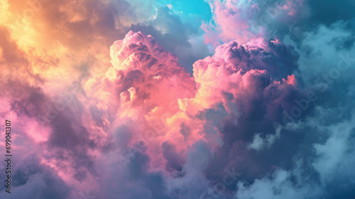 Stunning large colorful clouds. Festive background for Valentine's Day or design.