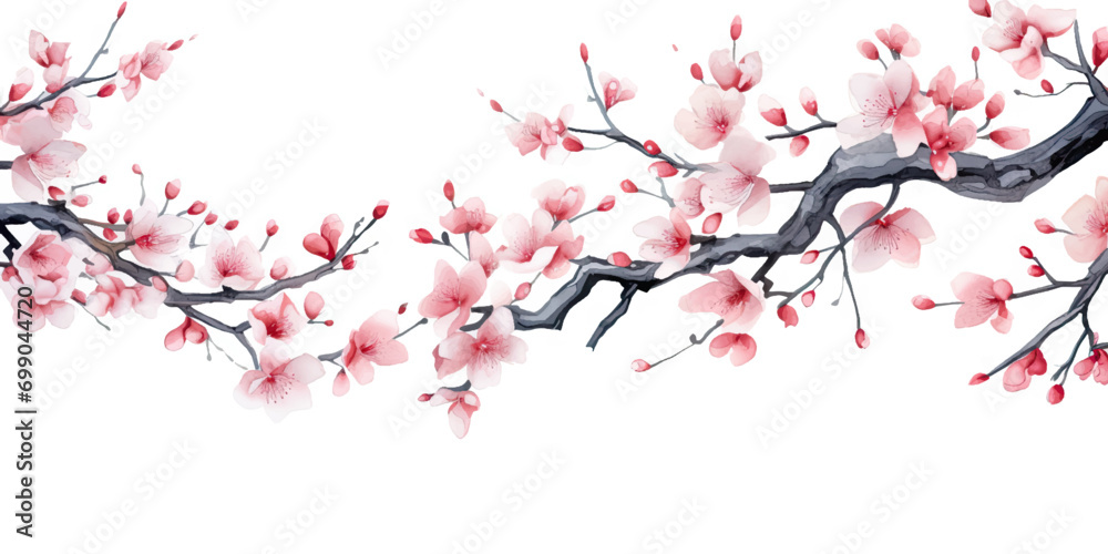 Ink painting cherry blossom in white background