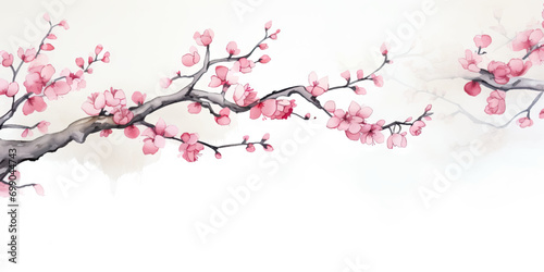 Ink painting cherry blossom in white background © Yee Suen