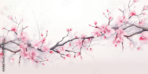 Ink painting cherry blossom in white background