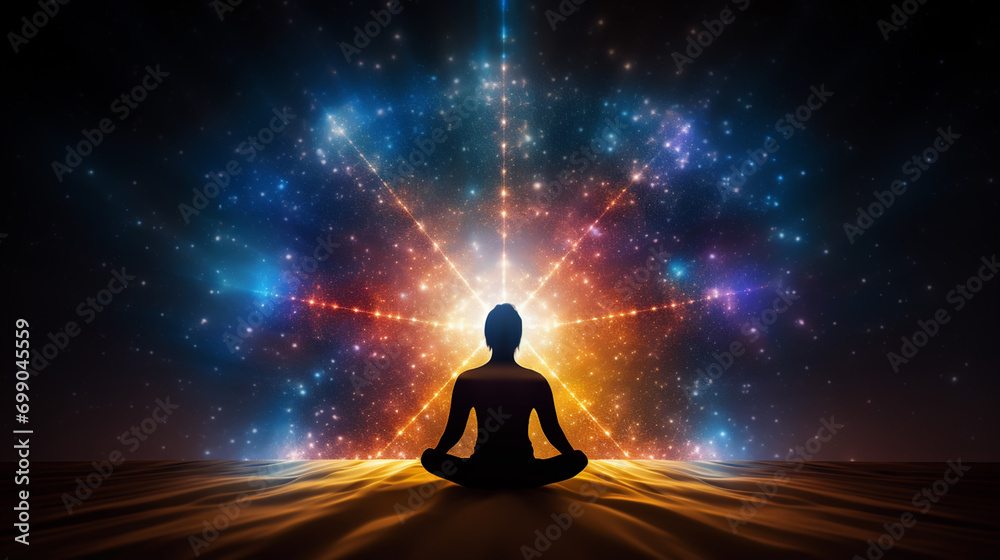 Fototapeta premium Sasarara chakra with meditation human in lotus pose