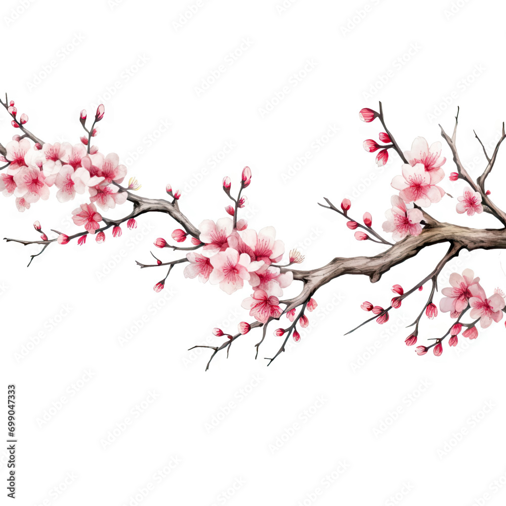 Fototapeta premium Ink painting cherry blossom in white background