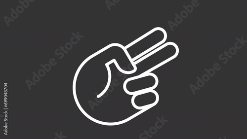 2D set of white icon animations representing hand gesture, HD video with transparent background, seamless loop 4K video. photo