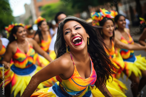 Exciting Celebration Of Colombian Festivities: Smiling Faces, Vibrant Culture, And Lively Atmosphere
