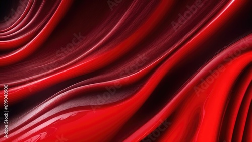 Red and black colors 3d rendering of abstract wavy liquid background