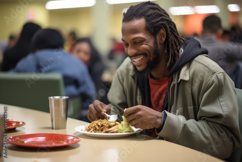 Homeless Man Finds Solace In Shelter Dining Hall