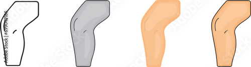 human anatomy. knee icon with 4 different styles.