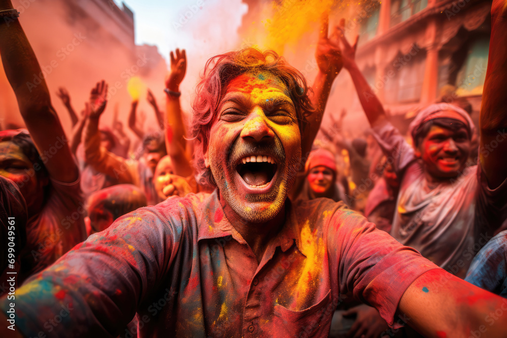 Vibrant Holi Festival In India With Splashes Of Color Powder Vibrant Holi Festival In India With Splashes Of Color Powder