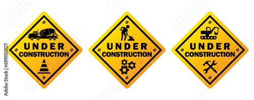 warning sign under construction area for home and building construction printable signs poster template design