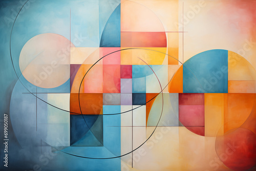 multi-colored abstraction on a blue and orange background