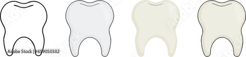 human anatomy. Teeth icon with 4 different styles.