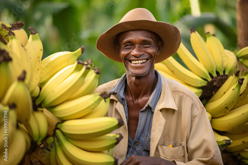 Portrait of a smiling banana farmer, depicting the concept of fair trade