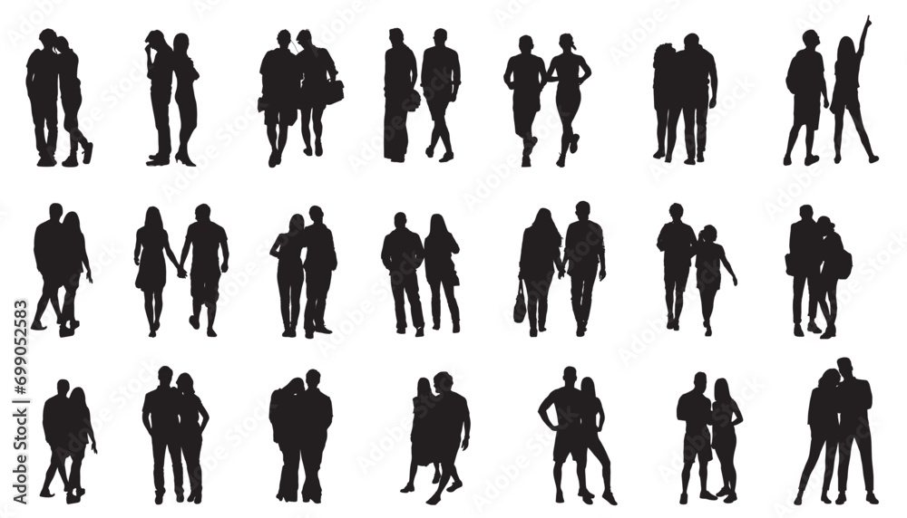 Romantic Couple In Various Poses Silhouettes Collection Set Couple romantic-couple-in-various-poses-silhouettes-collection-set-couple
