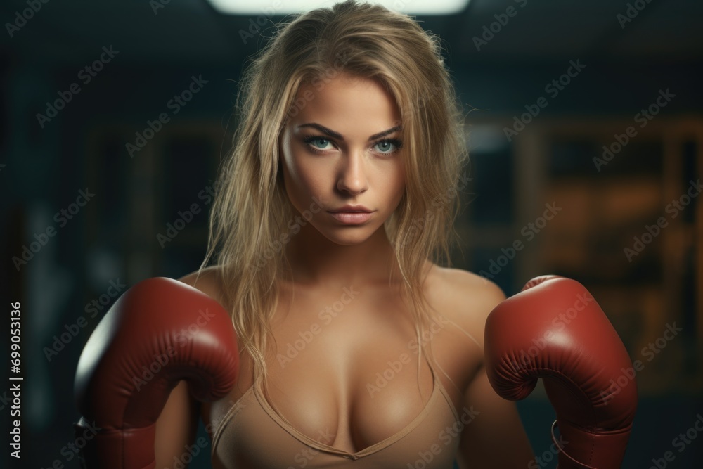 woman boxer athlete in the gym