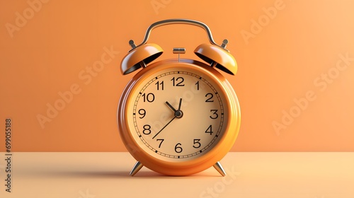 Close-up of retro alarm clock on minimalist theme background, countdown concept illustration