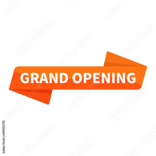 Grand Opening In Orange Rectangle Ribbon Shape For Announcement Promotion Business Marketing Social Media Information
