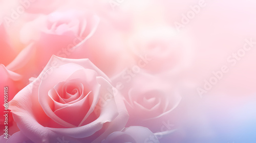 Sweet colorful roses in pastel colors, blur style, decorative flower background pattern, PPT background