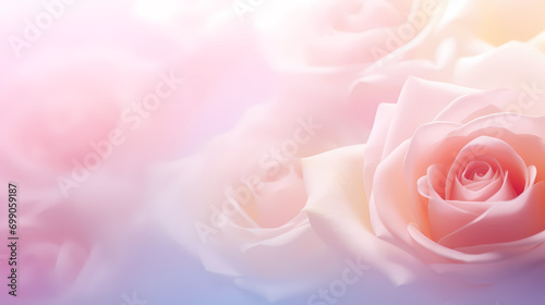 Sweet colorful roses in pastel colors, blur style, decorative flower background pattern, PPT background #699059187