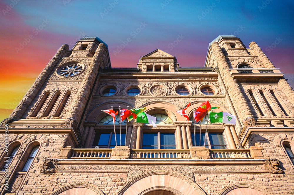 Provincial government building (1893) in Queen's Park, Toronto, Canada - obrazy, fototapety, plakaty 