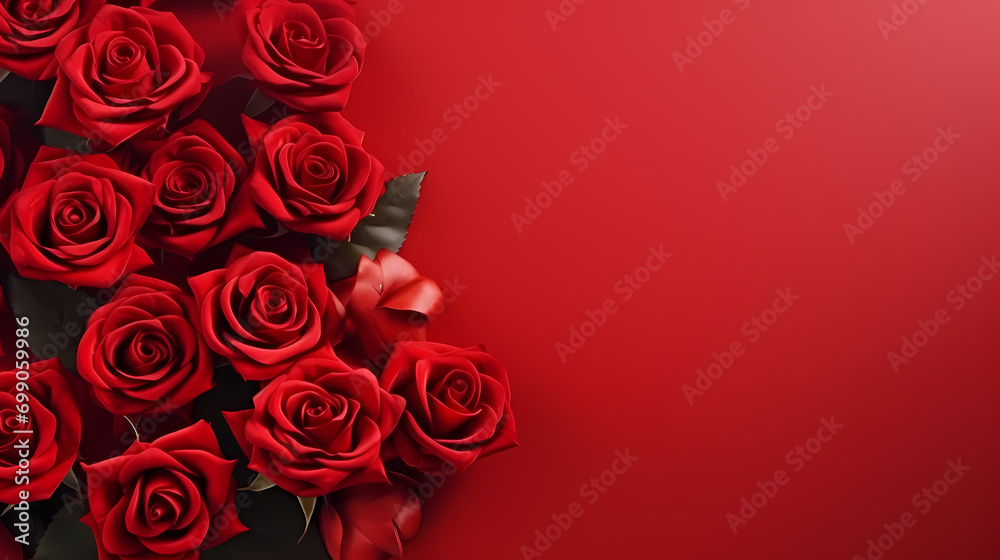 Roses on red background, Valentine's Day wallpaper, romantic background Roses on red background, Valentine's Day wallpaper, romantic background