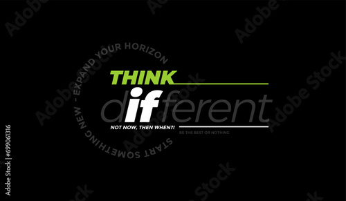Think Different, abstract typography motivational quotes modern design slogan. Vector illustration graphics for print t shirt, apparel, background, poster, banner, postcard or social media content.