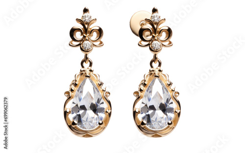 Timeless Appeal of Diamond and Pearl Drops Set in 3D On a White or Clear Surface PNG Transparent Background.