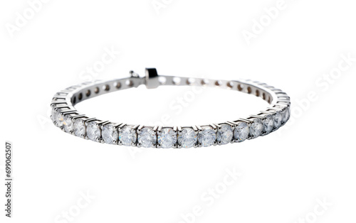 A Stunning Display of a Diamond Tennis Bracelet On a White or Clear Surface PNG Transparent Background.
