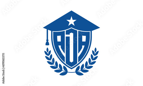 ADA three letter iconic academic logo design vector template. monogram, abstract, school, college, university, graduation cap symbol logo, shield, model, institute, educational, coaching canter, tech