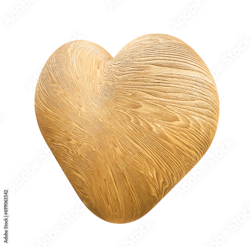 3d rendering heart made of wood isolated on a white background