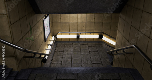3d rendering walk way out from subway