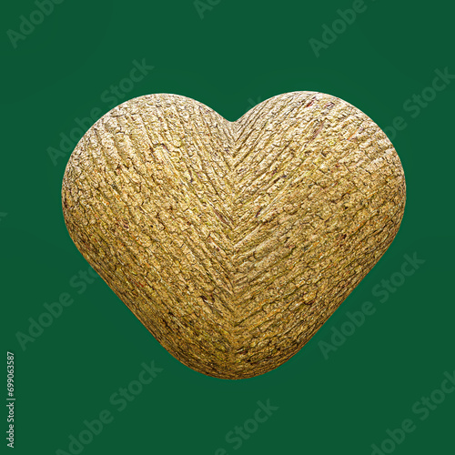 3d rendering heart made of wood