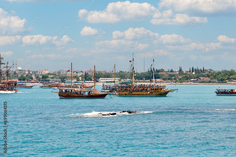 pirate boats in the harbor