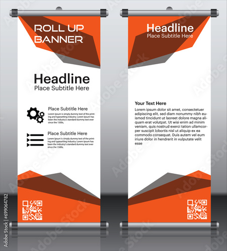 Roll up brochure flyer banner design template vector  abstract background  modern x-banner  rectangle size.