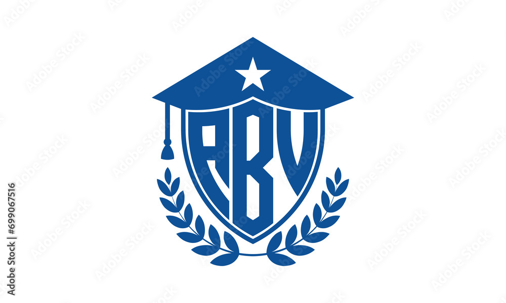 ABV three letter iconic academic logo design vector template. monogram, abstract, school, college, university, graduation cap symbol logo, shield, model, institute, educational, coaching canter, tech ABV three letter iconic academic logo design vector template. monogram, abstract, school, college, university, graduation cap symbol logo, shield, model, institute, educational, coaching canter, tech