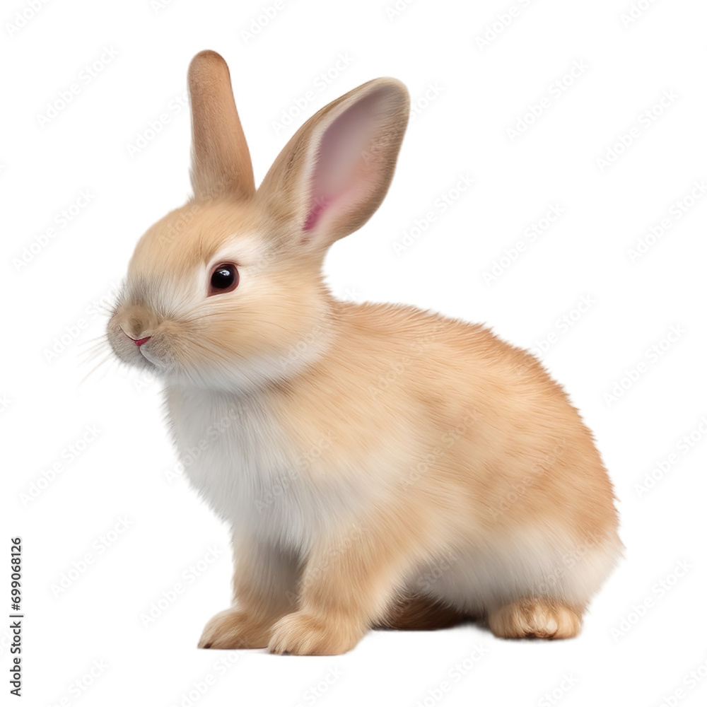 Portrait of rabbit sitting, isolated on transparent of white background Portrait of rabbit sitting, isolated on transparent of white background