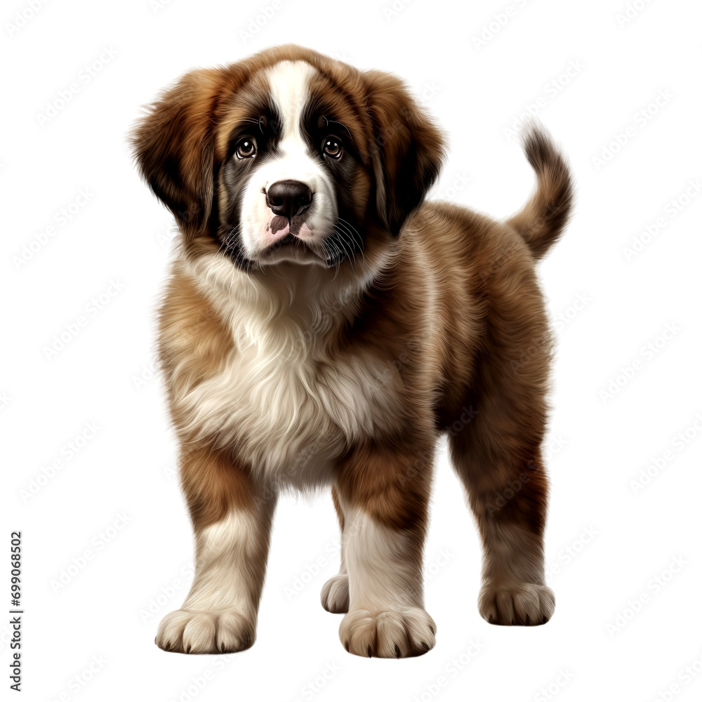 Portrait of saint bernard dog standing, isolated on transparent of white background